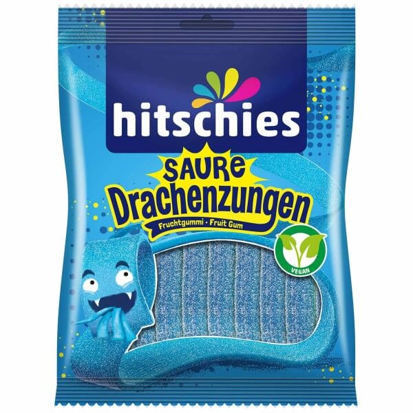 Hitschies Saure Drachenzungen Blau Fruchtgummi, vegan