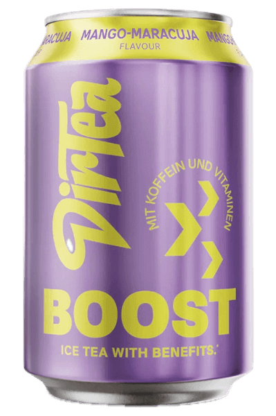 Dirtea Eistee Boost Mango-Maracuja mit Koffein und Vitaminen 330 ml