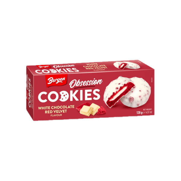Bergen Cookies White Choc Red Velvet 128 g